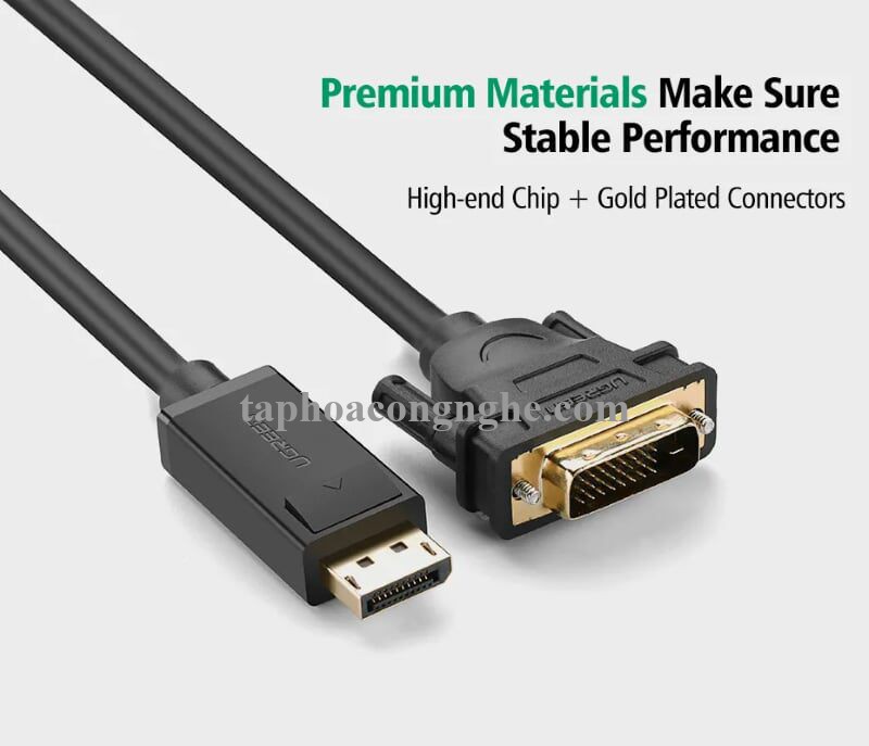 Ugreen 10223 5M màu Đen Cáp chuyển đổi DP sang DVI 24 + 1 Hỗ trợ độ phân giải 1920x1201 DP103 30010223